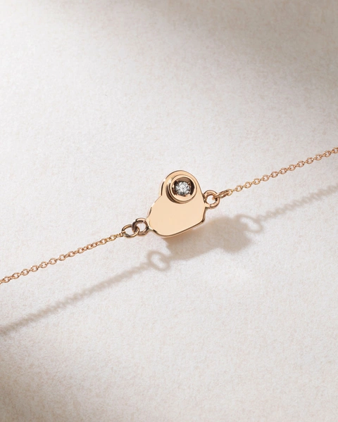 18K Rose Gold Bracelet with Double faced Heart Pendant