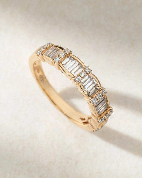 Μισόβερο Δαχτυλίδι Ροζ Χρυσό Κ18 με Διαμάντια