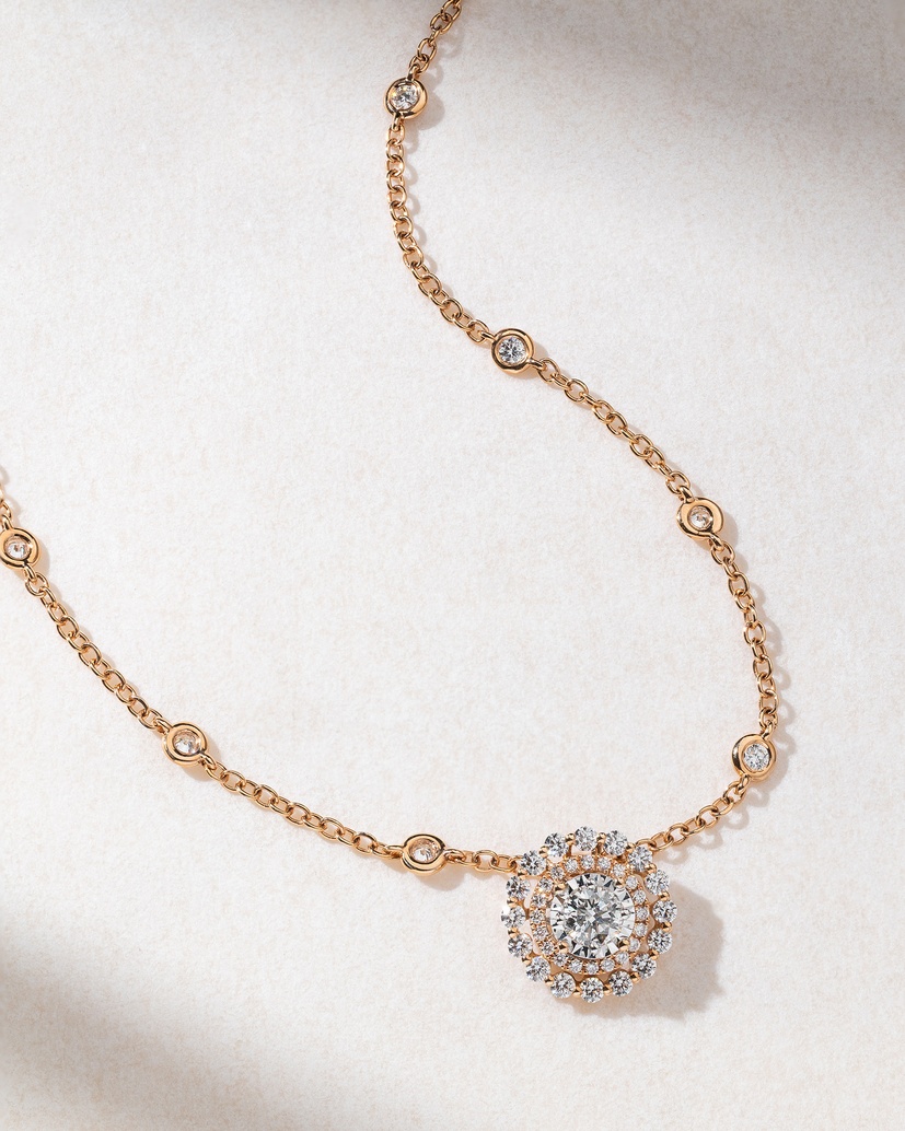 18K Rose Gold Necklace with Brilliant Diamonds - Image 1
