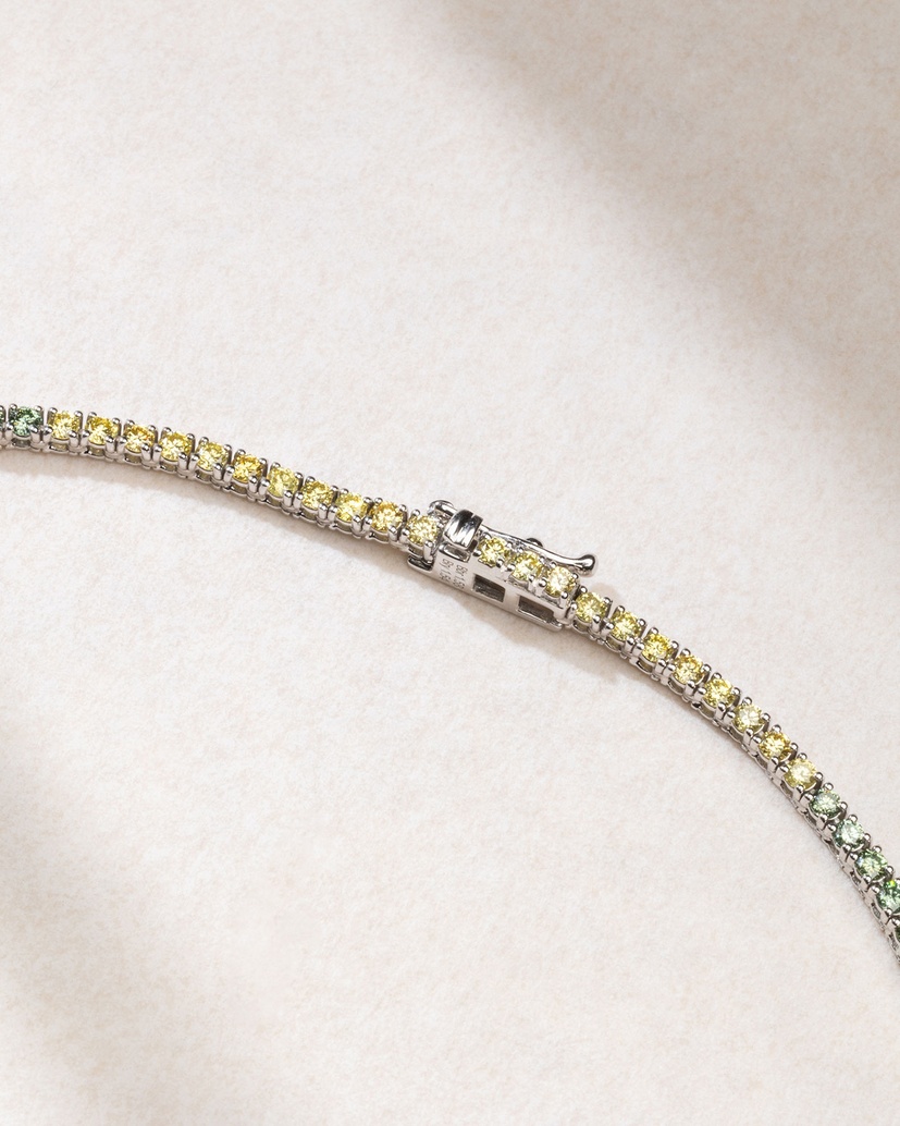 Colorful Diamond Tennis Necklace in 18K White Gold