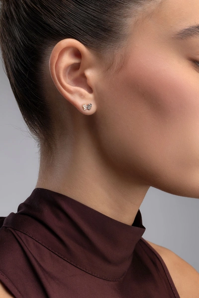 Butterfly Rose Gold Earrings with Brown and White Diamonds