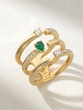 18K Yellow Gold Ring with Pear Emerald and Diamonds - Image 1