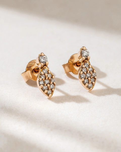 Cute Brilliant Cut Diamond Studs in 18K Rose Gold