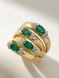 18K Yellow Gold Ring with Oval Emeralds and Diamonds