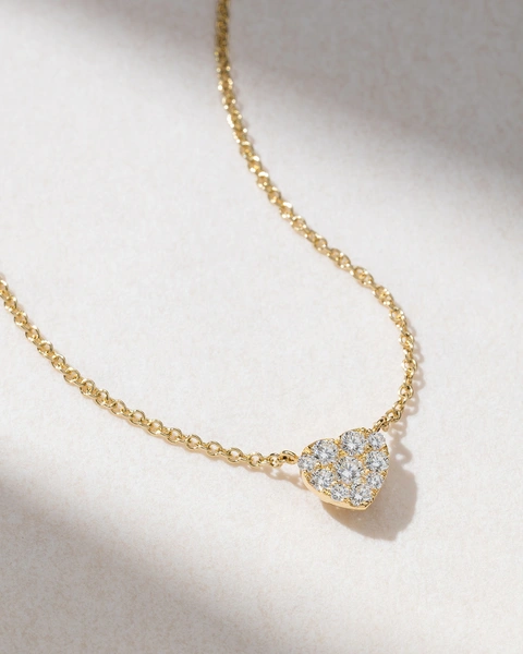 18K Yellow Gold Heart Pendant with Diamonds