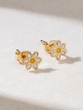 18K Yellow Gold Earrings with Enamel Daisies