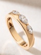 18K Rose Gold Band Ring with Three Marquise Diamonds