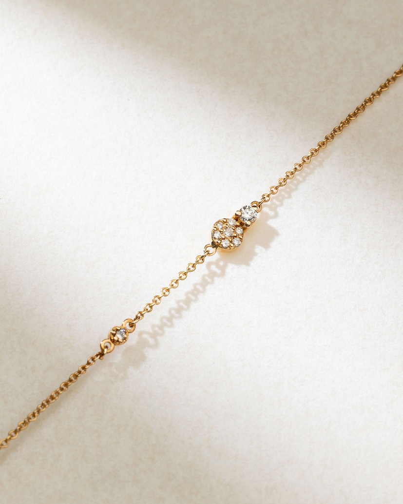 18K Rose Gold Bracelet with Diamond Charms