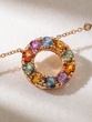 18K Rose Gold Necklace with Diamonds and Rainbow Sapphires