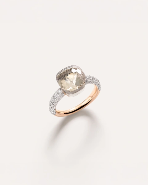 Nudo Classic δαχτυλίδι σε 18Κ ροζ χρυσό με Λευκό τοπάζ και Λευκά Διαμάντια