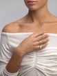 18K Double White Gold Ring with White Diamonds