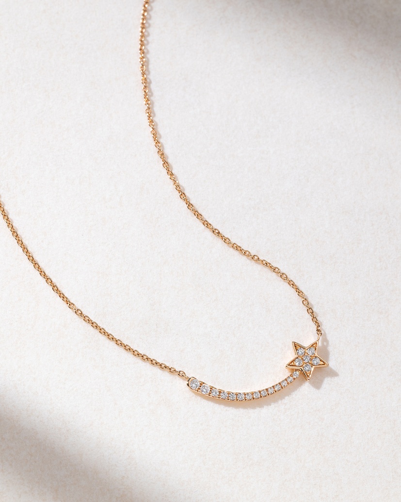 18K Rose Gold Necklace with Diamond Star - Image 1