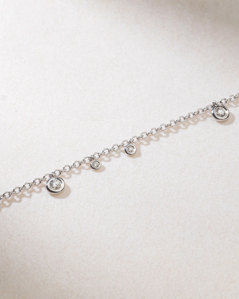 18K White Gold Chain Necklace with Brilliant Diamonds