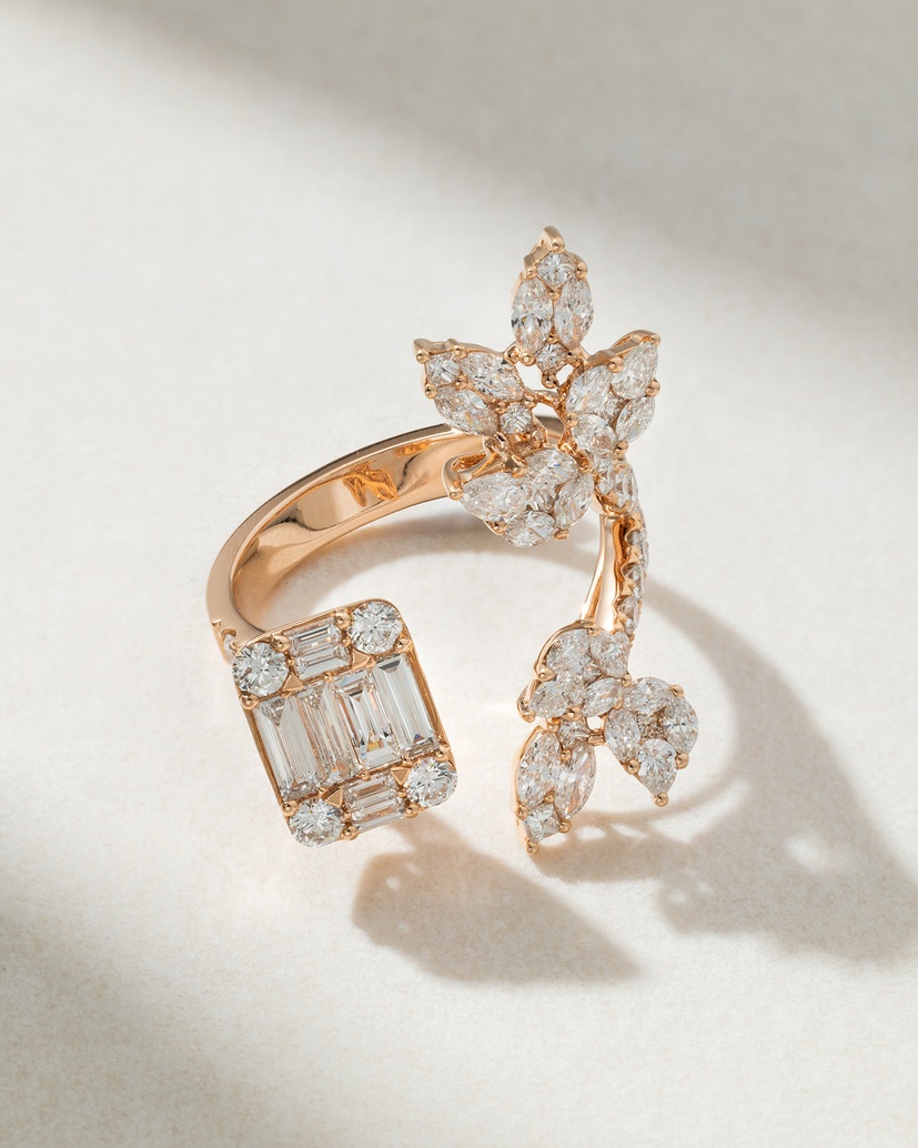 18Κ Rose Gold Ring with Baguette, Marquise, Pear, Princess and Brilliant Diamonds - Image 2