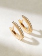 Rose Gold Miniature Hoop Earrings K18 with Diamonds