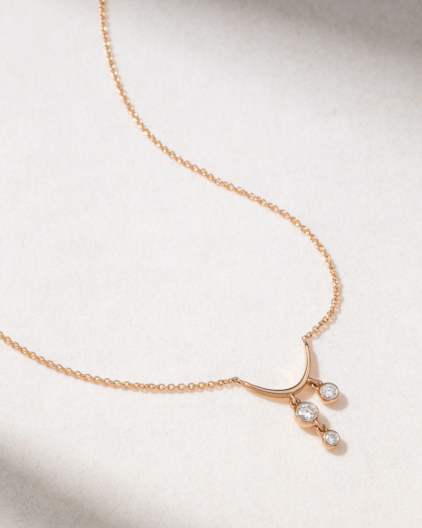 18K Rose Gold Necklace with Floating Diamonds - Image 1