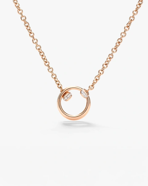 Together Necklace with pendant in 18k rose gold with white diamonds