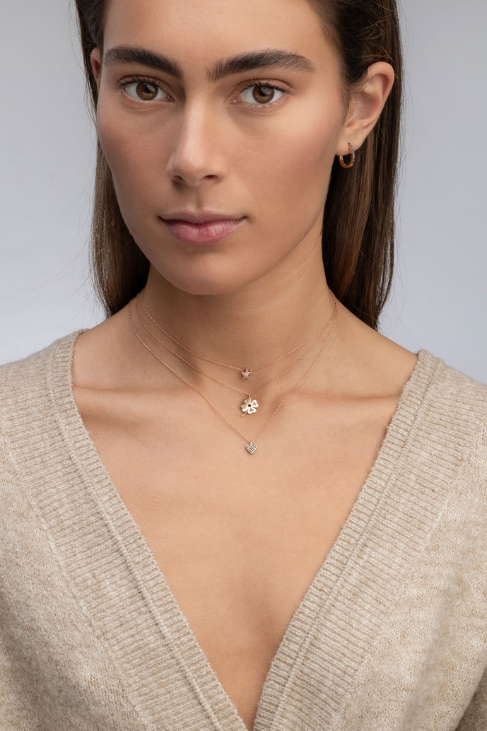 18K Rose Gold Necklace with a Four Leaf Clover and Brown Diamonds