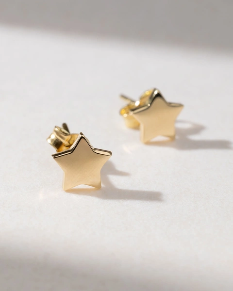 18Κ Star shaped Yellow Gold Earrings