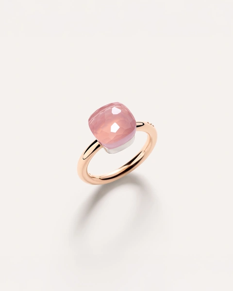 Nudo Ring in 18k Rose and white gold with rose quartz