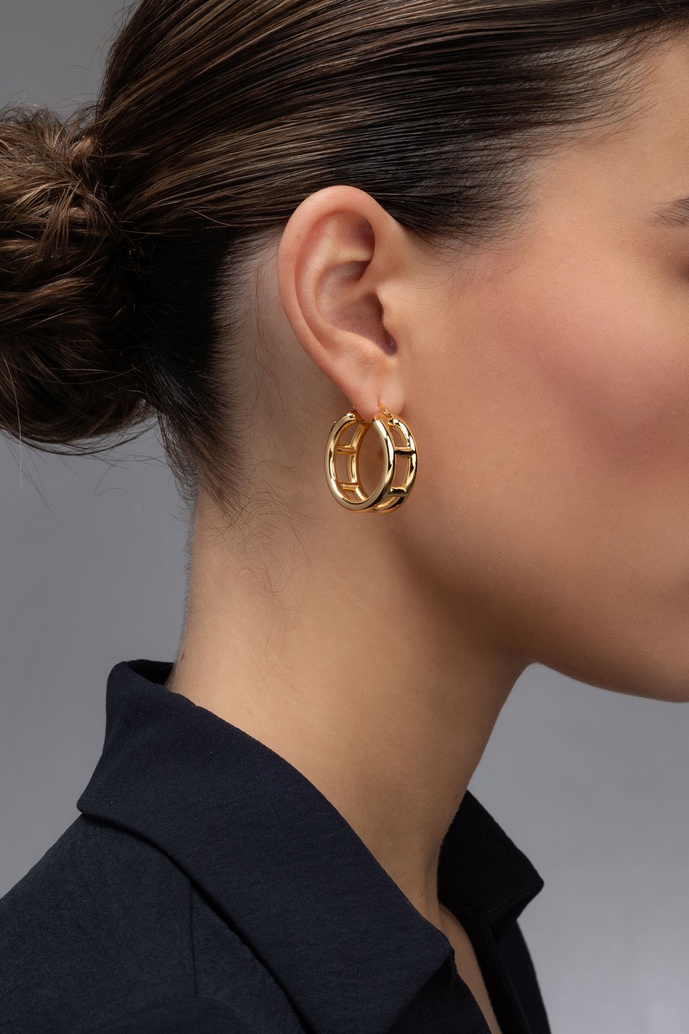 18K Yellow Gold Hoop Earrings K18