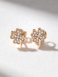 18K Rose Gold Earrings with Diamond Four Leaf Clovers - Image 1