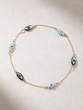 18K Yellow Gold Turquoise and Mother of Pearl Bracelet