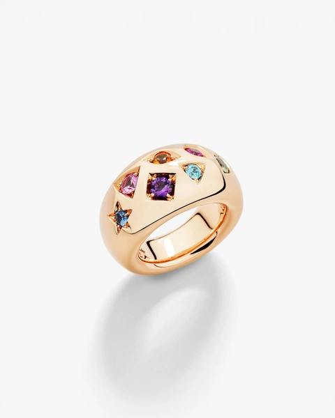 Iconica Ring in 18K Rose Gold with Multicoloured Sapphires, Zircon, Ruby and Amethyst