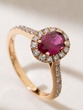 18K Rose Gold Ring with Oval Ruby and Diamonds