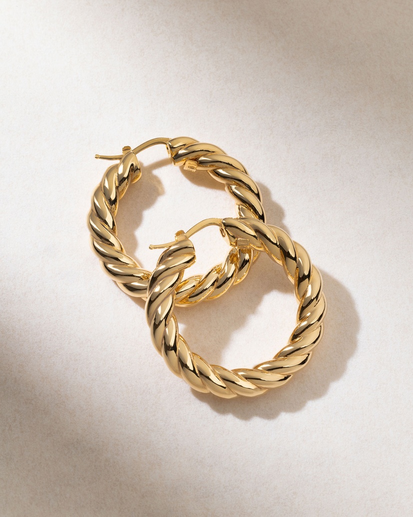 18K Yellow Gold Archaic Hoops