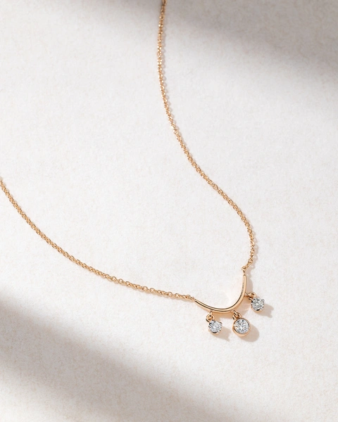 18K Rose Gold Necklace with Floating Diamonds