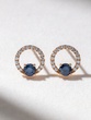 18K Rose Gold Diamond Earrings with Sapphires - Image 1
