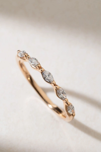 18K Rose Gold Ring with Marquise Cut Diamonds