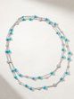 18K White Gold Long Necklace with Turquoise and Diamonds