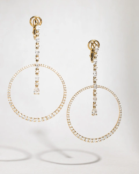 18K Rose Gold Long Earrings with Diamonds