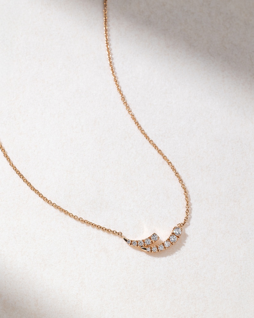 18K Rose Gold Necklace with Diamond Pendant - Image 1