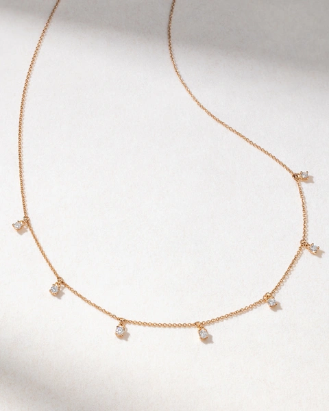 18K Rose Gold Chain with Brilliant cut Diamonds