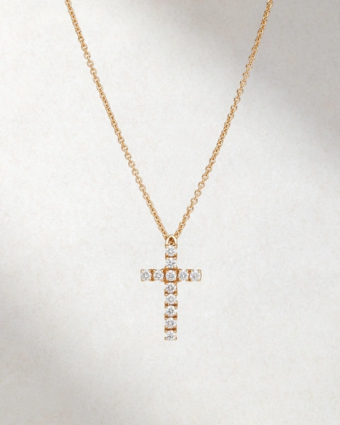 Cross pendant with chain in 18K Rose Gold with Brilliant-Cut Diamonds
