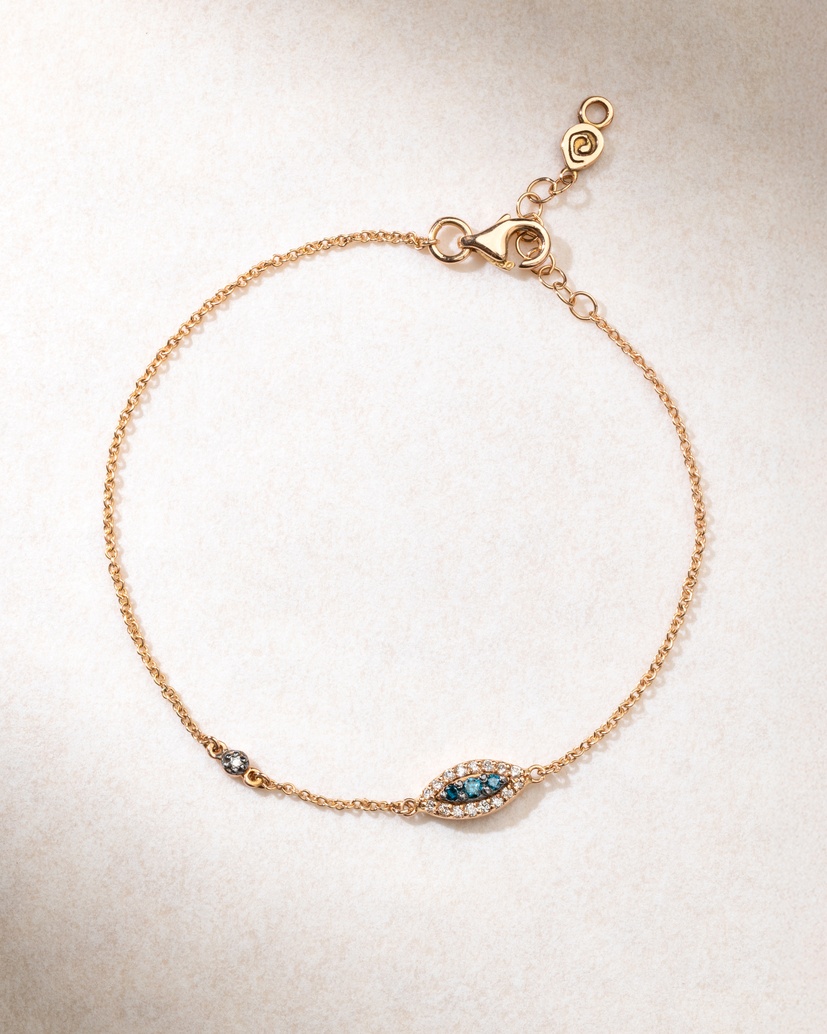 18K Rose Gold Talisman Bracelet with Diamonds and Sapphires