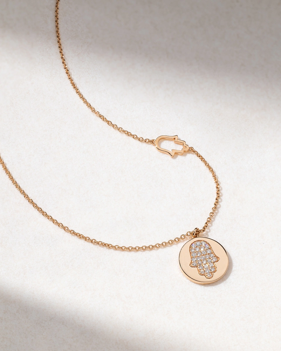 18K Rose Gold Hand of Fatima with Diamonds