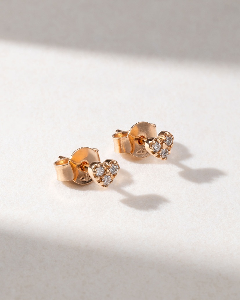 18K Rose Gold Heart Stud Earrings