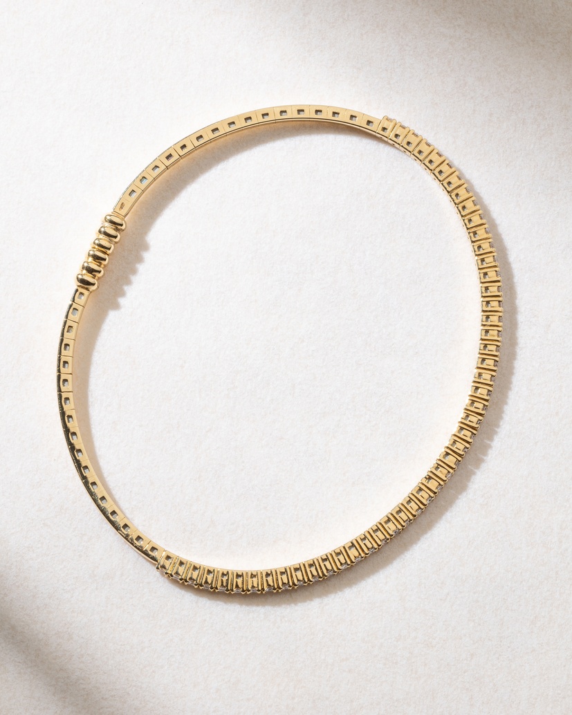 18K Rose Gold Cuff Bracelet with Brilliant Diamonds