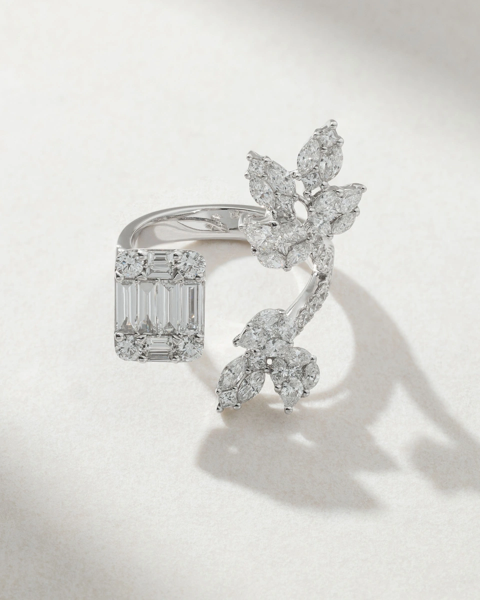 18Κ White Gold Ring with Baguette, Marquise, Pear, Princess and Brilliant Diamonds