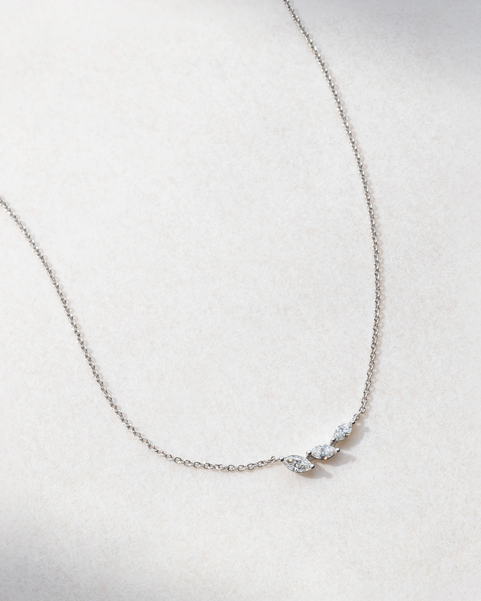 Necklace in 18K White Gold with Navette-Cut Diamonds