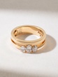 Two band 18K Rose Gold Ring with Oval Diamonds