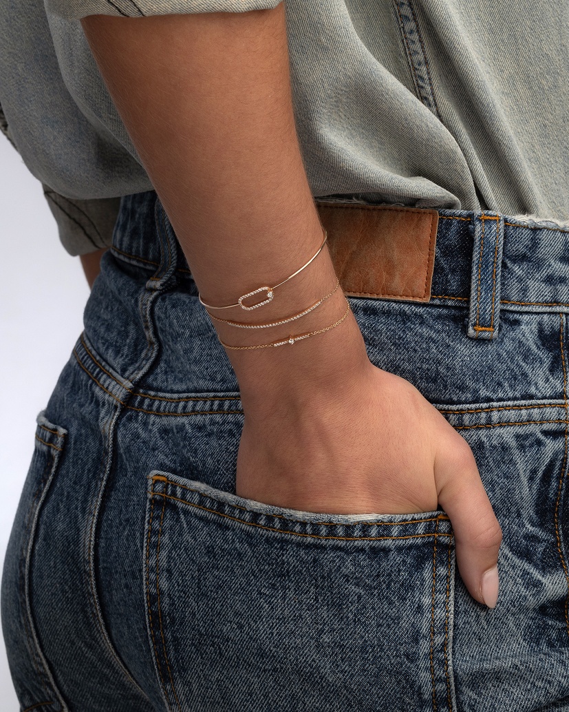 18K Rose Gold Bracelet with Diamond Row