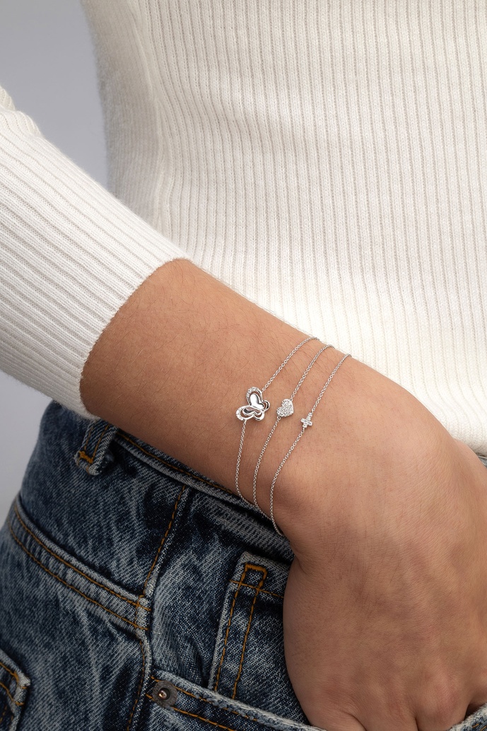 18K White Gold Bracelet with Miniature Cross