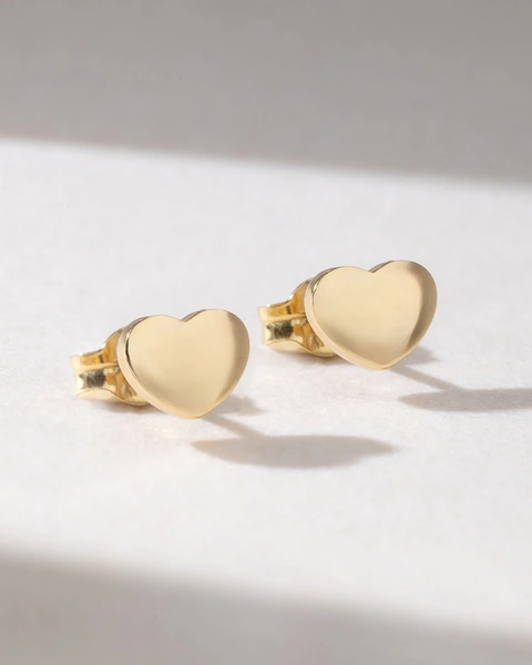 18K Heart Shaped Yellow Gold Earrings