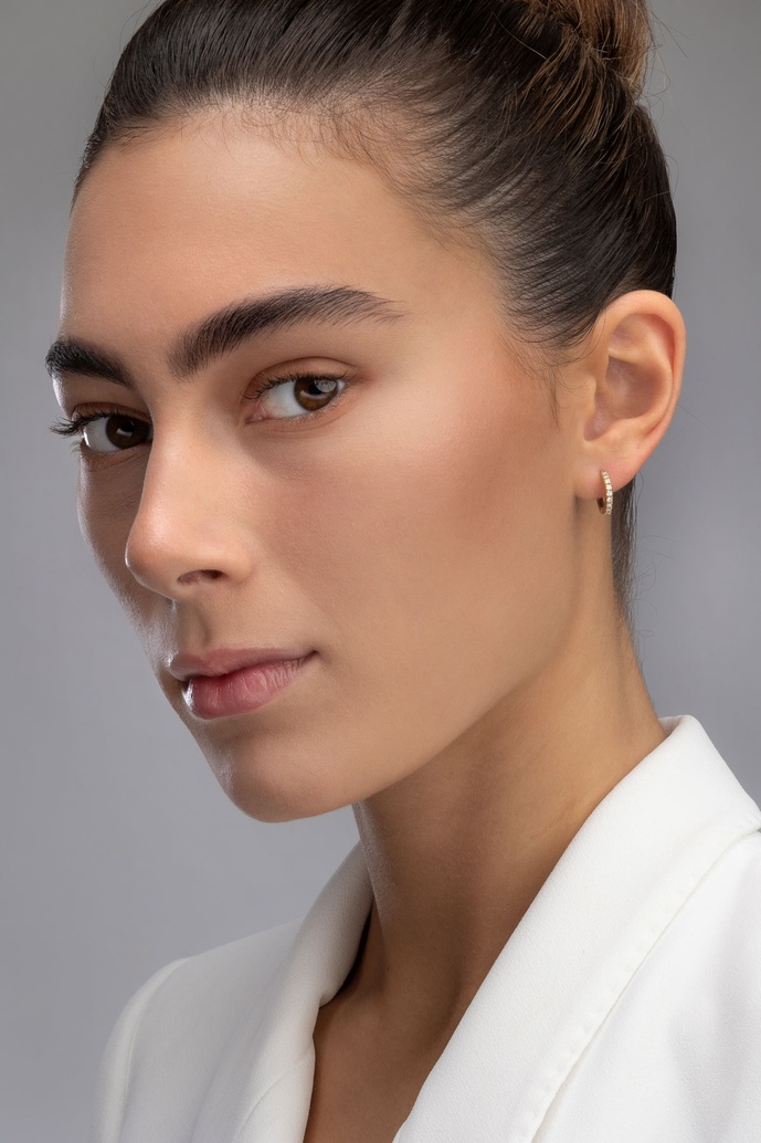 18K Yellow Gold Hoops with Diamonds