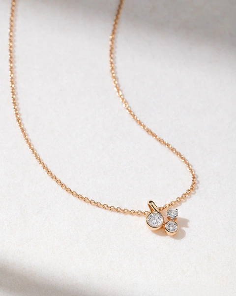 18K Rose Gold Necklace with Floating Diamonds